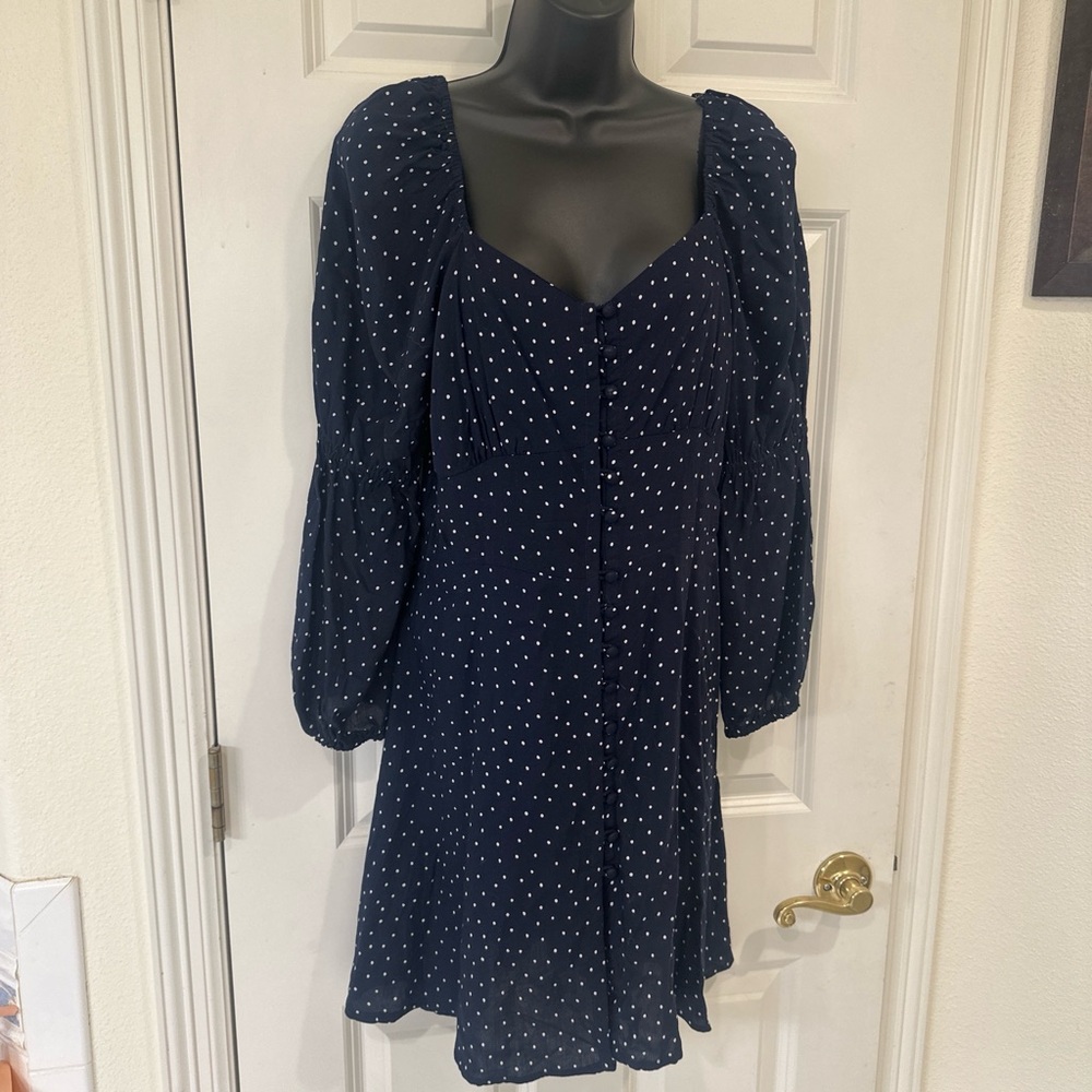 Angie Navy Polka Dot Dress